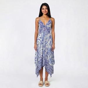 Juniors Angie Twist Front Handkerchief Hem High Low Dress